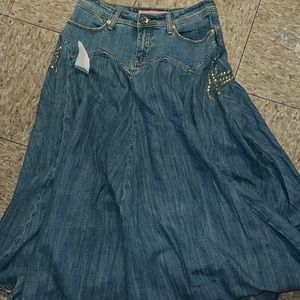 Vintage long denim butterfly skirt